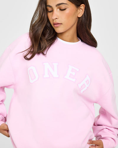 Foundations Oversized Oner Girlfriend Sweatshirt | Chalk Pink