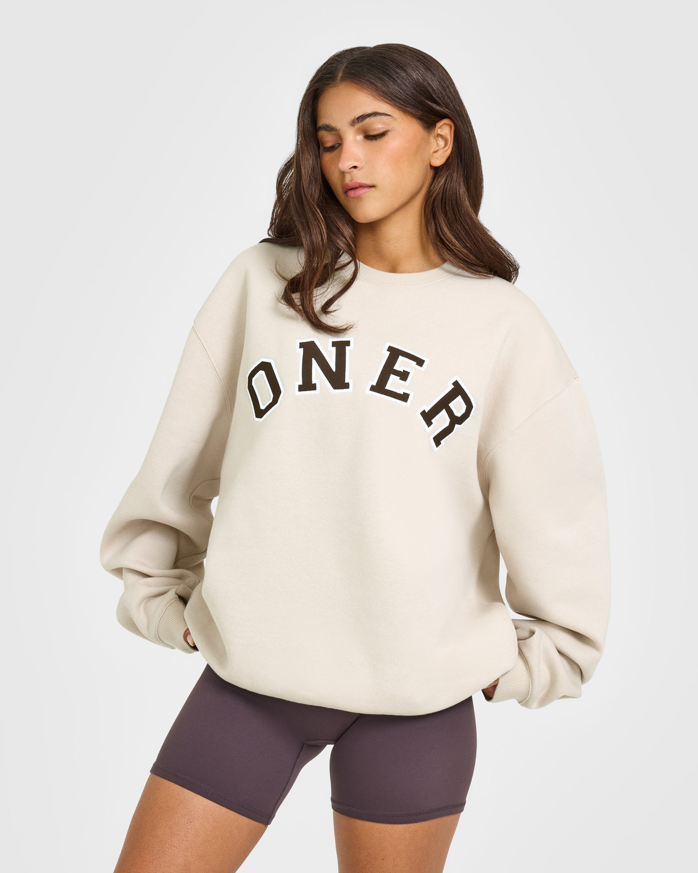 Foundations Oversized Oner Girlfriend Sweatshirt | Sand