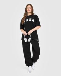 Oversized Oner Girlfriend Washed T-Shirt | Black