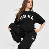 Oversized Oner Girlfriend Washed T-Shirt | Black