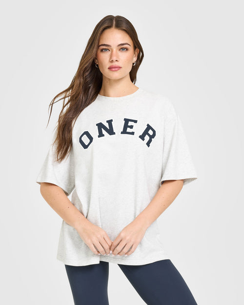 Oner Modal Oversized Oner Girlfriend Washed T-Shirt | Light Grey Marl