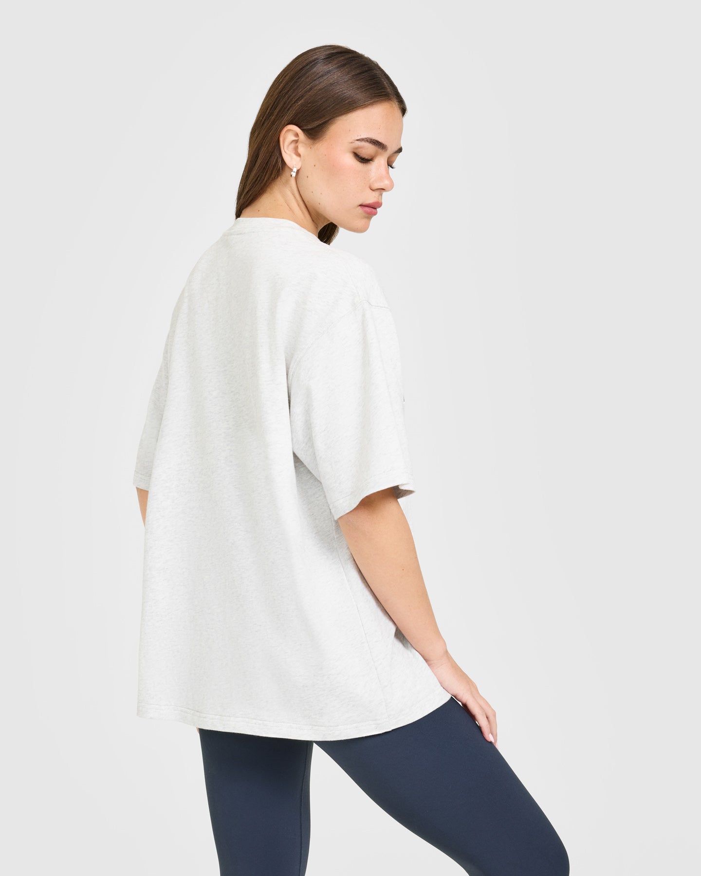 Oversized Oner Girlfriend Washed T-Shirt | Light Grey Marl