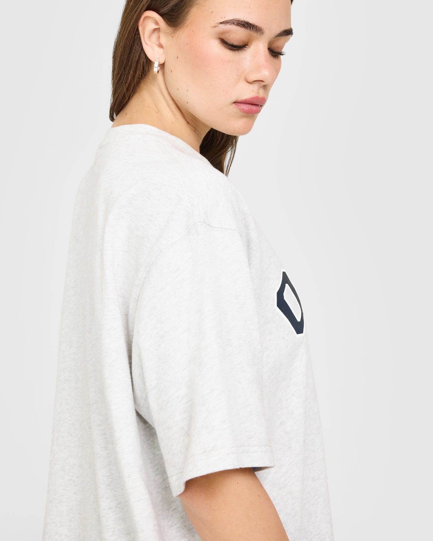 Oversized Oner Girlfriend Washed T-Shirt | Light Grey Marl