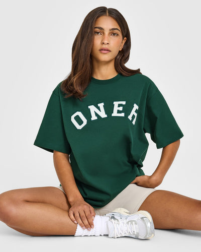 Oversized Oner Girlfriend Washed T-Shirt | Racing Green