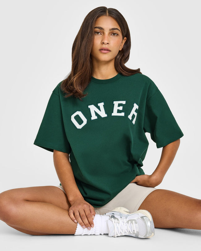 Oversized Oner Girlfriend Washed T-Shirt | Racing Green