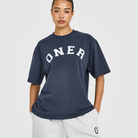 Oversized Oner Girlfriend Washed T-Shirt | True Blue