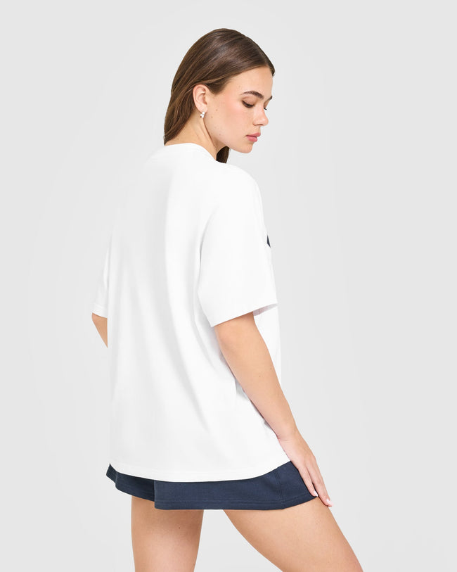 Oversized Oner Girlfriend Washed T-Shirt | White