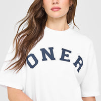Oversized Oner Girlfriend Washed T-Shirt | White