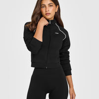Jersey Tracksuit Zip Through Jacket | Black
