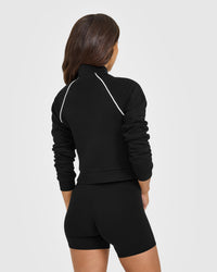 Jersey Tracksuit Zip Through Jacket | Black