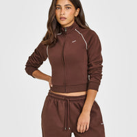 Jersey Tracksuit Zip Through Jacket | Espresso Brown