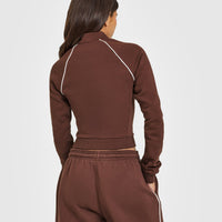 Jersey Tracksuit Zip Through Jacket | Espresso Brown