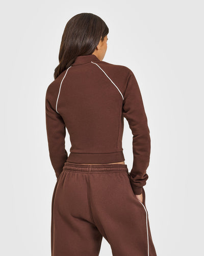 Jersey Tracksuit Zip Through Jacket | Espresso Brown
