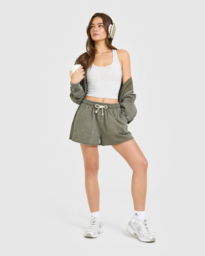 Raw Lounge Oversized Shorts | Washed Alpine Green
