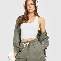 Raw Lounge Oversized Shorts | Washed Alpine Green