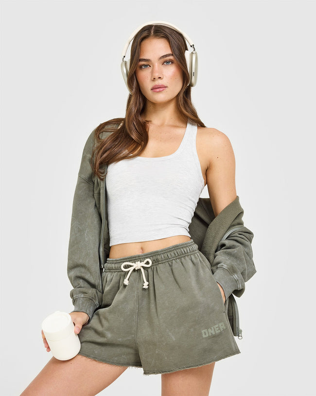 Raw Lounge Oversized Shorts | Washed Alpine Green