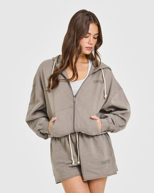 Oner Modal Raw Lounge Oversized Zip Hoodie | Washed Minky