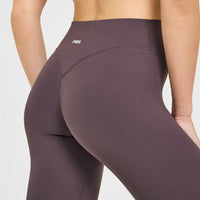 SoftMotion™ High Waisted Leggings with White Logo | Dark Umber Brown