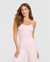 SoftMotion™ Strappy Mid Vest with Built in Bra Shelf with White Logo | Ballet Pink