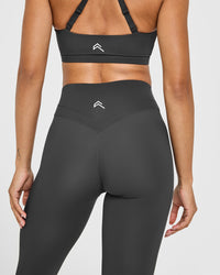 UnifiedMove High Waisted Leggings White Logo | Coal