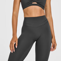 UnifiedMove High Waisted Leggings White Logo | Coal
