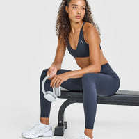 UnifiedMove™ High Waisted Leggings White Logo | True Blue