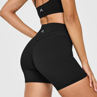 UnifiedMove™ High Waisted Shorts White Logo 6" | Black