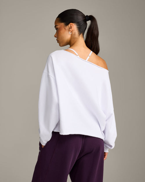 Raw Cut Lounge Off-The-Shoulder Sweatshirt | White