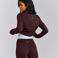 FormeSoft™ Relaxed Slash Neck Long Sleeve Top | Plum Brown