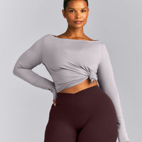 FormeSoft™ Relaxed Slash Neck Long Sleeve Top | Zinc Grey