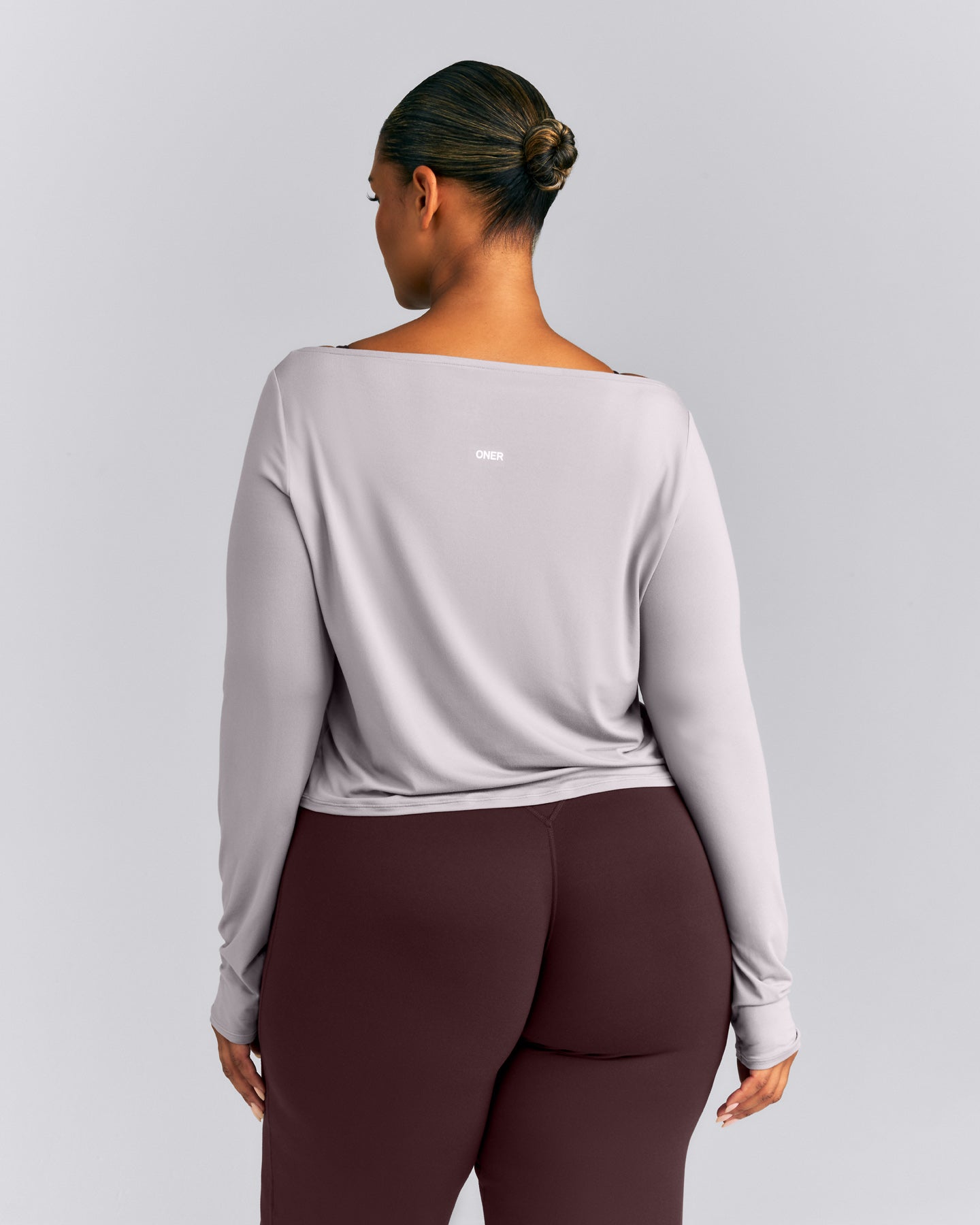 FormeSoft™ Relaxed Slash Neck Long Sleeve Top | Zinc Grey