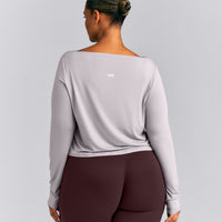 FormeSoft™ Relaxed Slash Neck Long Sleeve Top | Zinc Grey
