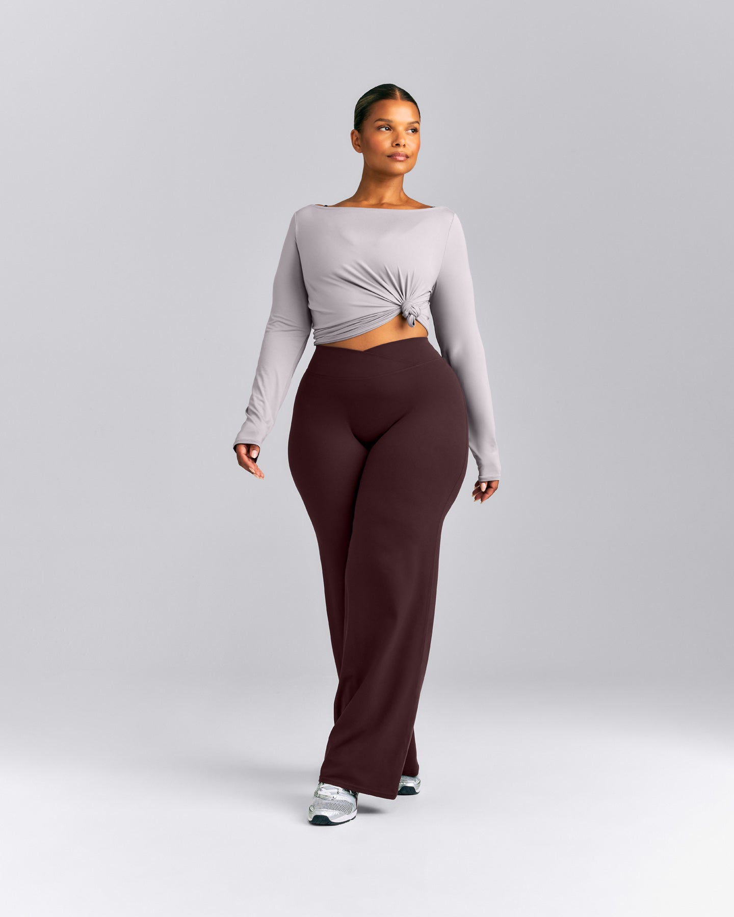 FormeSoft™ Relaxed Slash Neck Long Sleeve Top | Zinc Grey