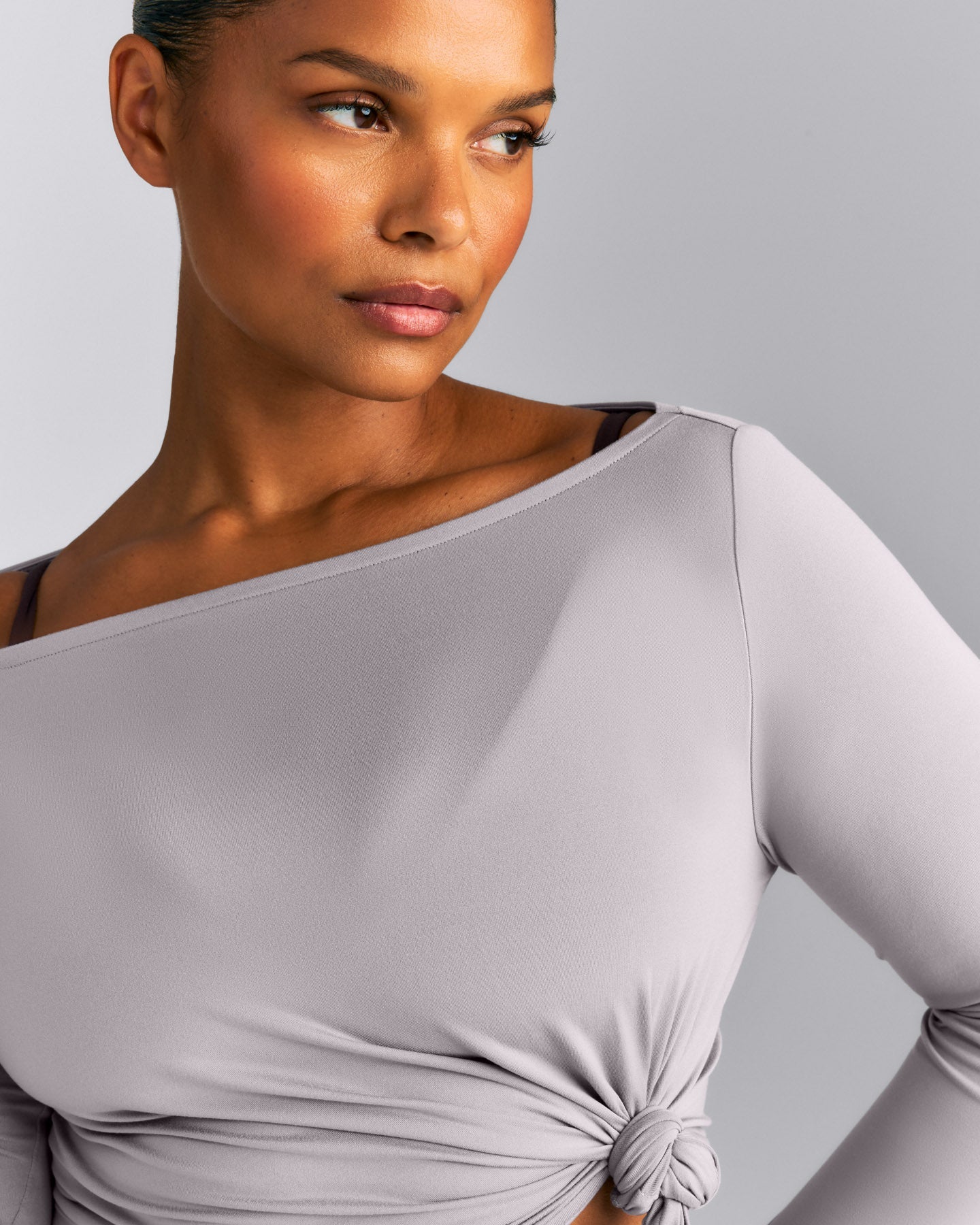 FormeSoft™ Relaxed Slash Neck Long Sleeve Top | Zinc Grey