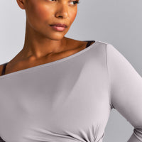 FormeSoft™ Relaxed Slash Neck Long Sleeve Top | Zinc Grey