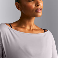 FormeSoft™ Relaxed Slash Neck Long Sleeve Top | Zinc Grey