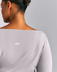 FormeSoft™ Relaxed Slash Neck Long Sleeve Top | Zinc Grey