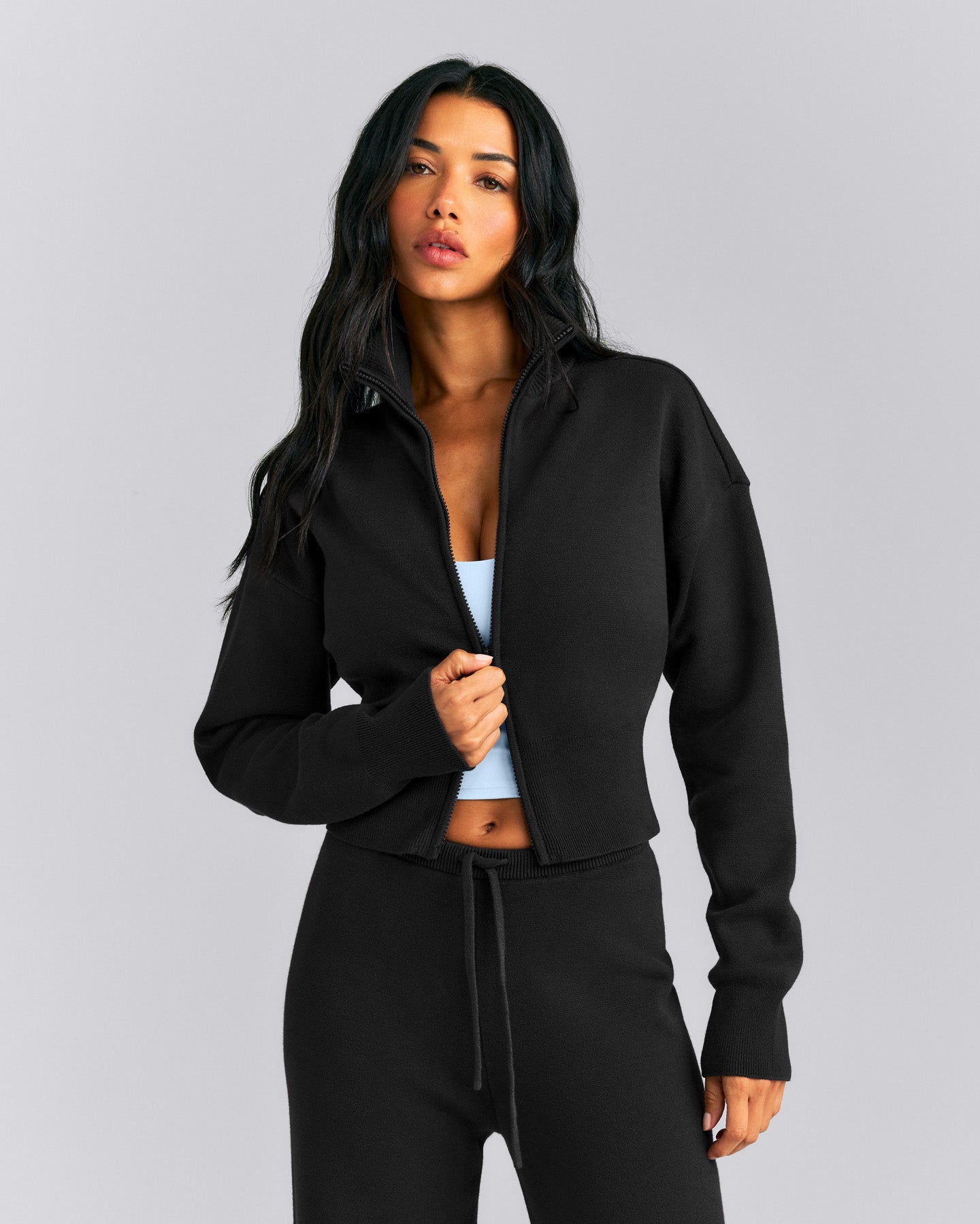 Mid Weight Cotton Knit Cardigan | Black
