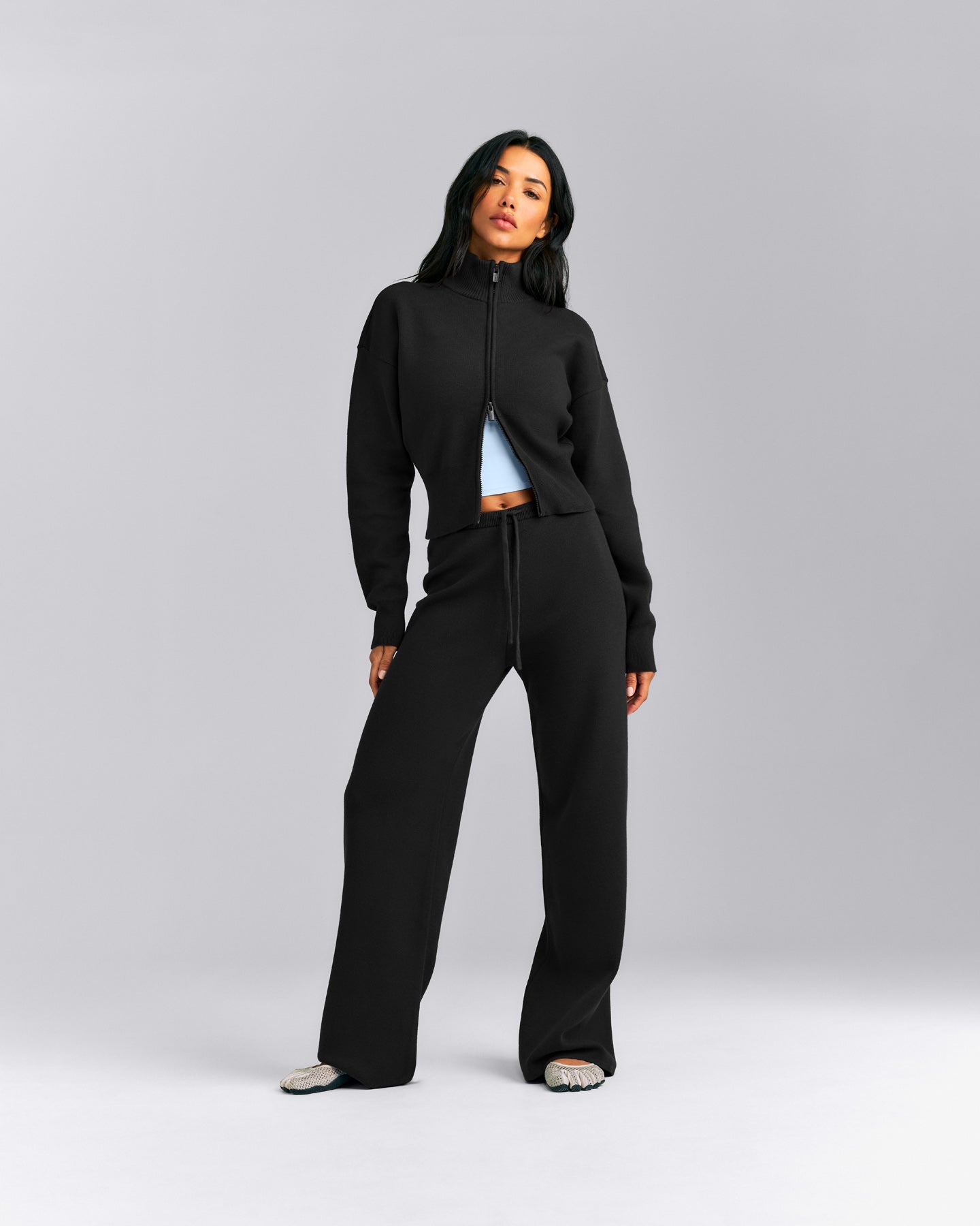 Mid Weight Cotton Knit Cardigan | Black