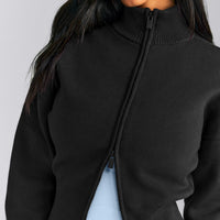 Mid Weight Cotton Knit Cardigan | Black
