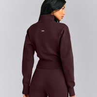 Mid Weight Cotton Knit Cardigan | Plum Brown
