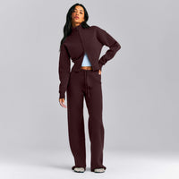 Mid Weight Cotton Knit Cardigan | Plum Brown