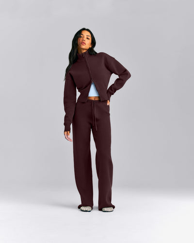 Mid Weight Cotton Knit Cardigan | Plum Brown