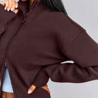 Mid Weight Cotton Knit Cardigan | Plum Brown