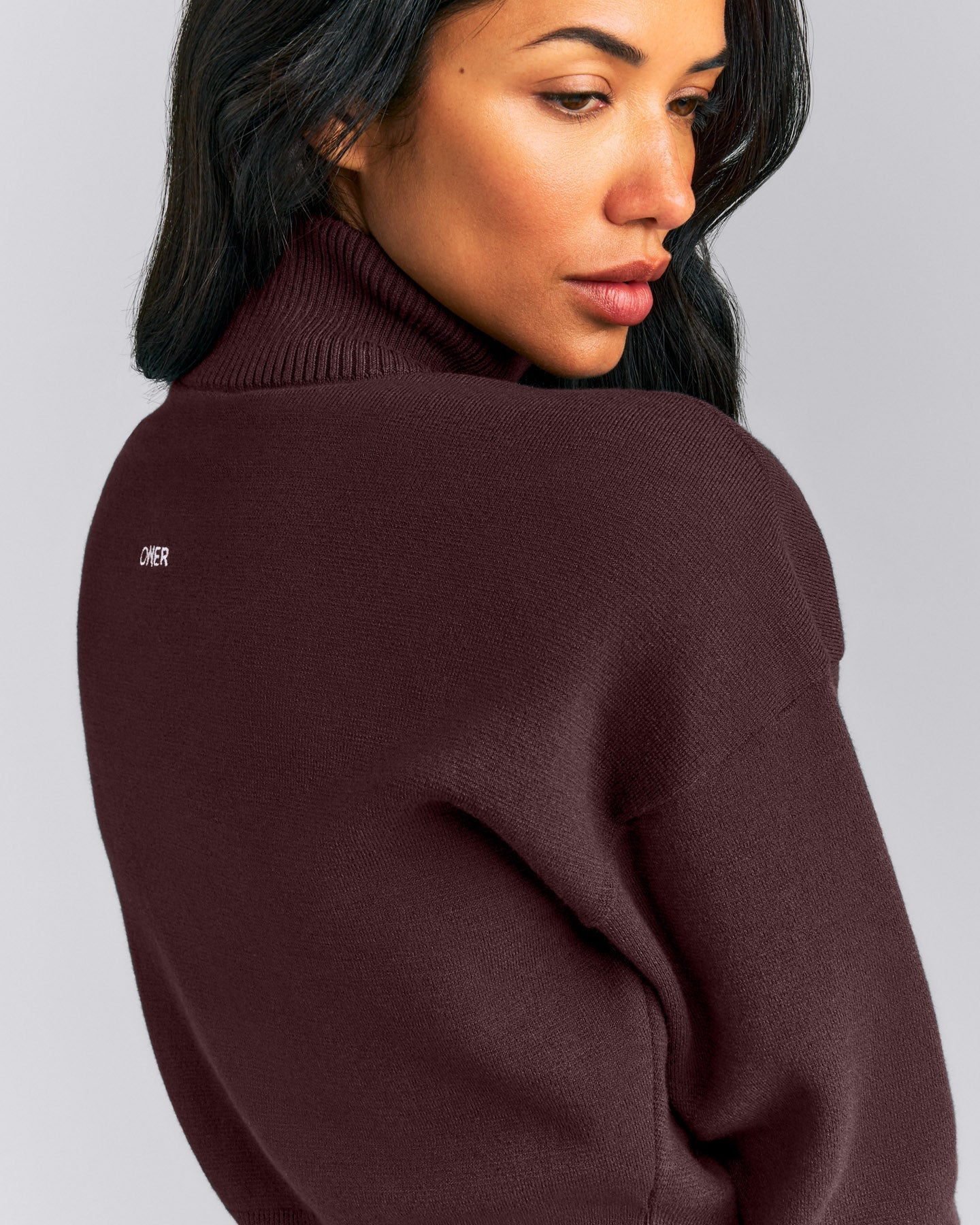 Mid Weight Cotton Knit Cardigan | Plum Brown