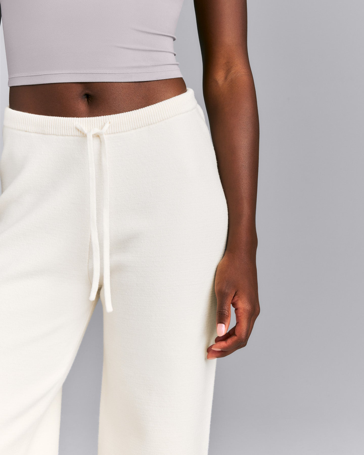 Mid Weight Cotton Knit Trouser | Marshmallow White