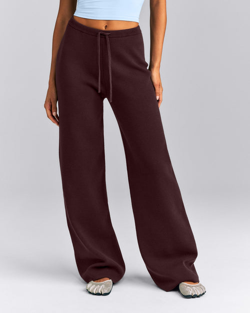 Mid Weight Cotton Knit Trouser | Plum Brown