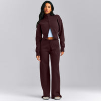 Mid Weight Cotton Knit Trouser | Plum Brown