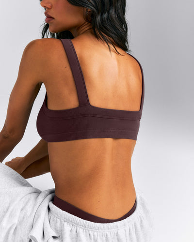 Seamless Scoop Neck Bralette | Plum Brown