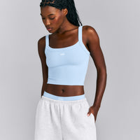 Seamless Scoop Neck Vest | Mist Blue